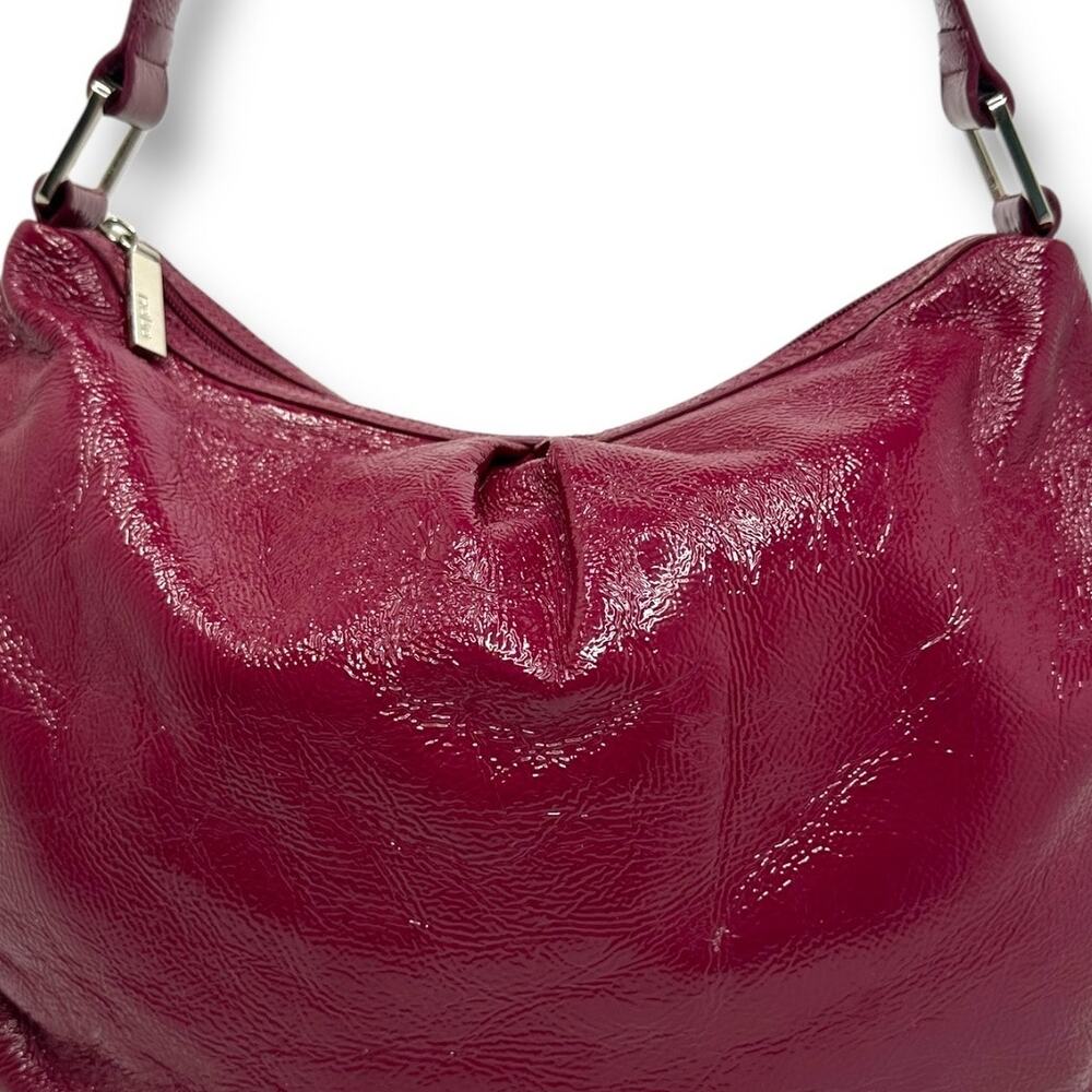 Hobo International Women Patent Shoulder Bag Berry Wine Purple Crinkle Leather - Picture 4 of 14